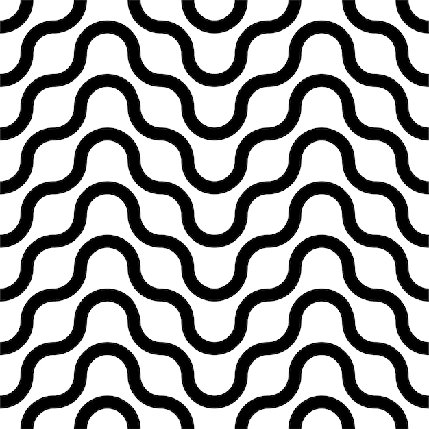 Seamless striped wavy pattern Vector simple background Creative geometric black and white texture