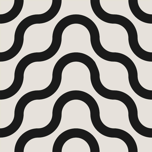 Seamless striped wavy pattern Vector simple endless background Creative geometric curve texture