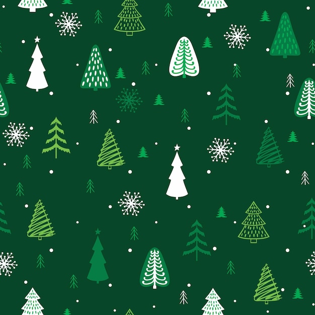 Seamless style christmas trees and snowflakes winter pattern