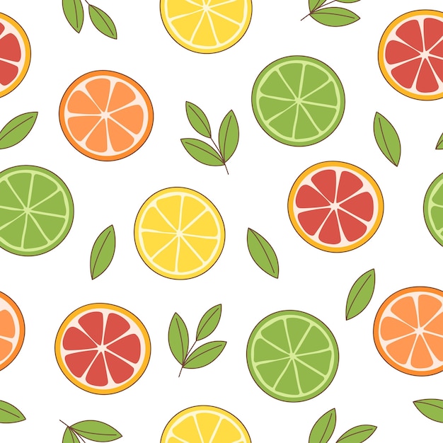 Seamless summer food pattern of citrus fruitxA