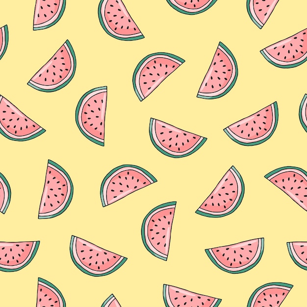 Seamless summer food pattern of watermelon