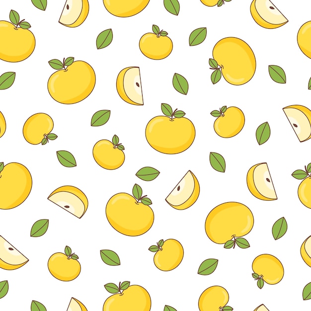 Seamless summer food pattern of yellow apples