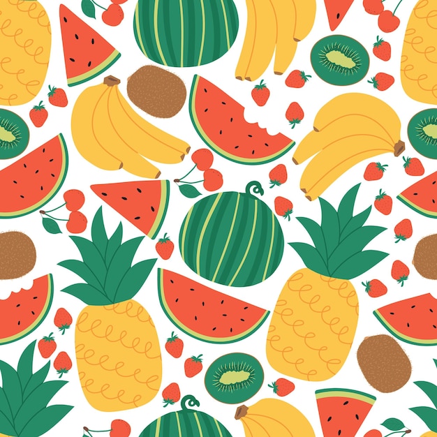 Premium Vector | Seamless summer fruit pattern concept