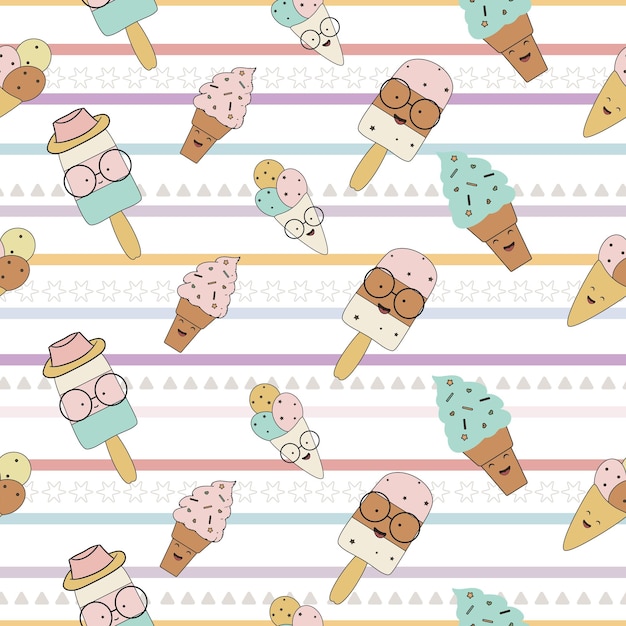 seamless summer pattern cute dessert background