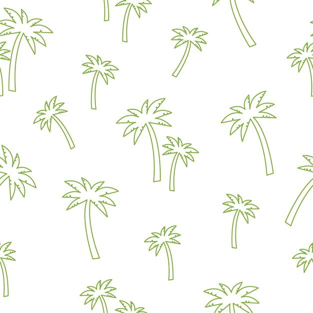 Seamless summer pattern of palm trees stroke