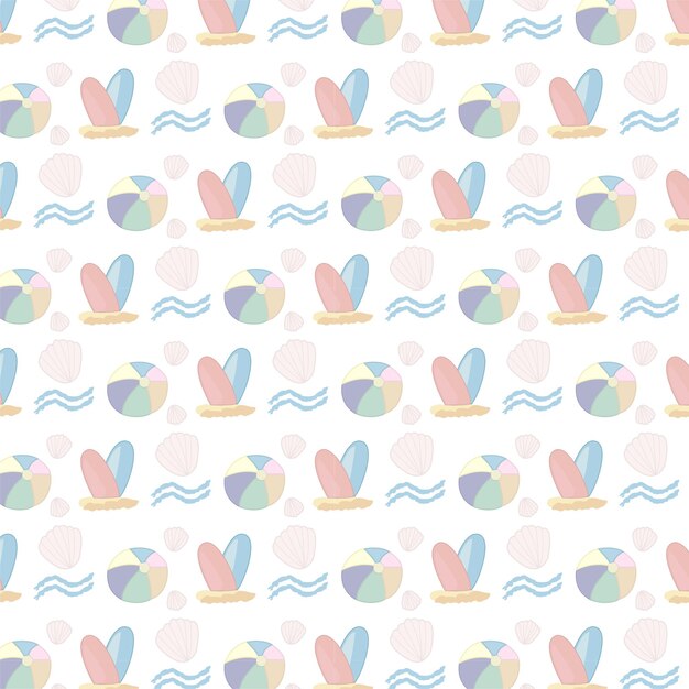 Seamless summer pattern with elements such as ball tree plant