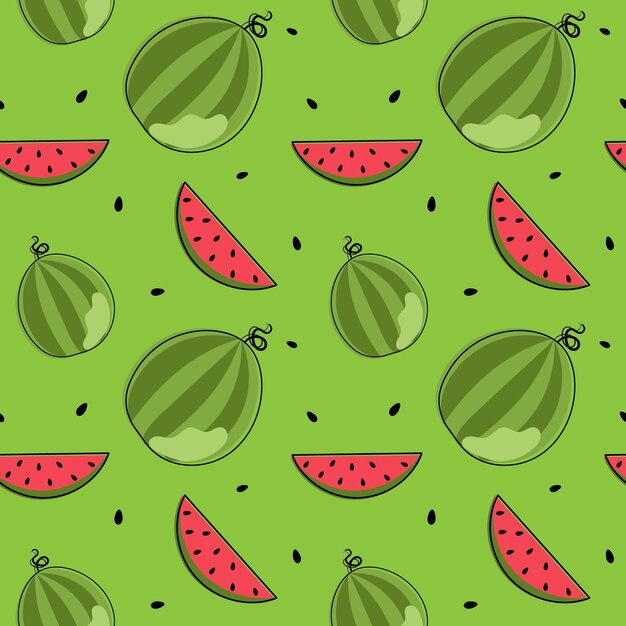 Vector seamless summer pattern with watermelons