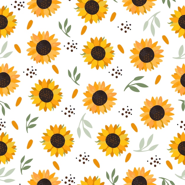 Seamless sunflowers pattern