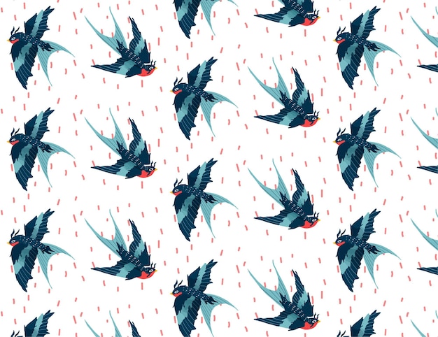 Seamless Swallow Bird Background Patterns