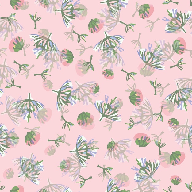 seamless sweet tiny leaves and flowers background greeting card or fabric