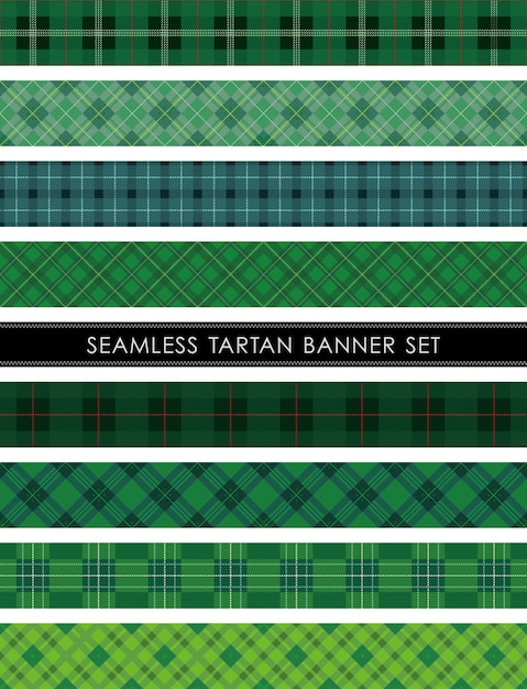 Vector seamless tartan plaid banner set horizontally and vertically repeatable.