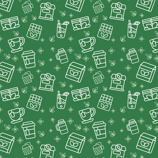 seamless tea pattern line