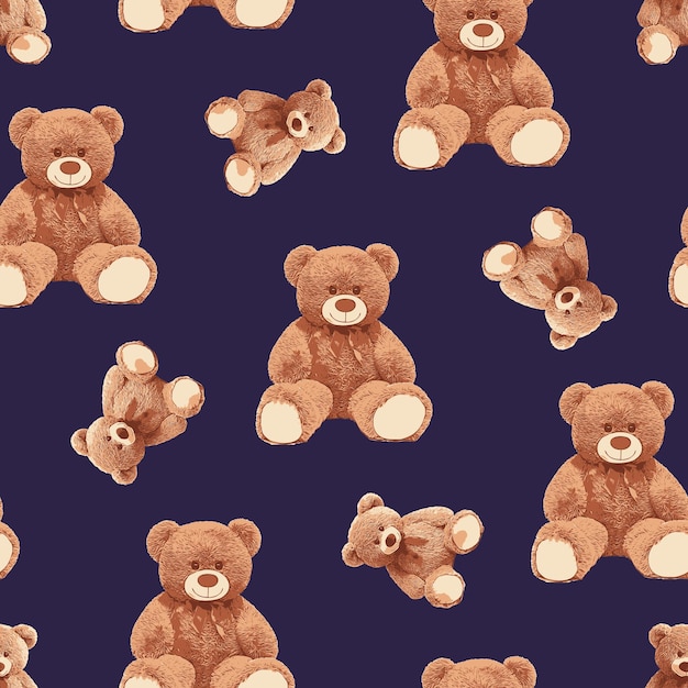 Vector seamless teddy bear pattern 141