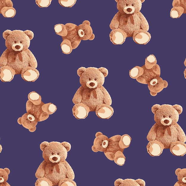 Vector seamless teddy bear pattern 142