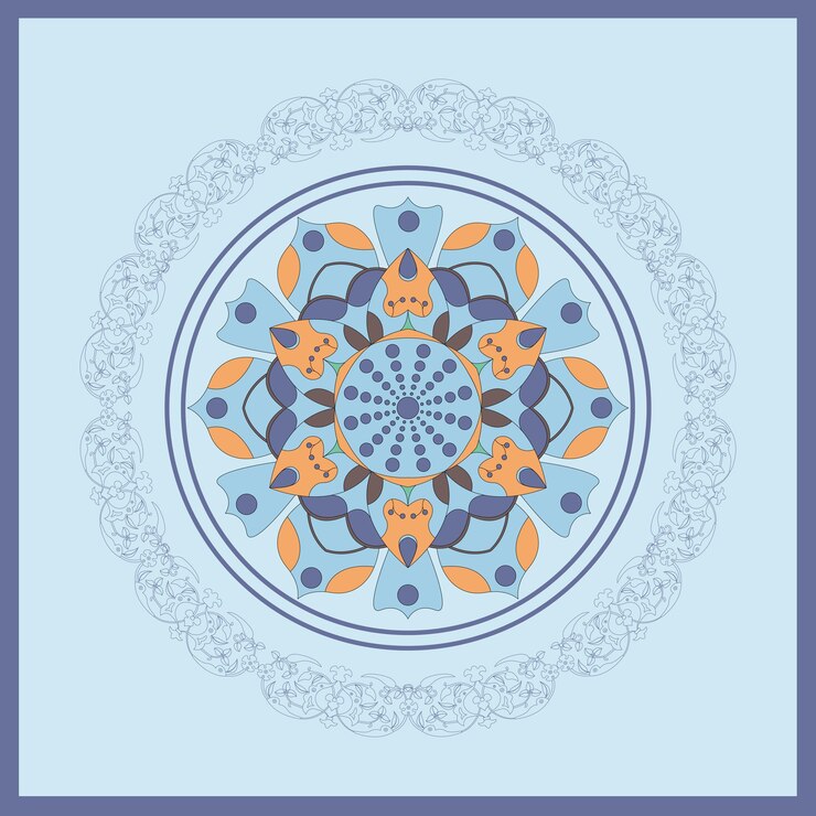 Seamless textile mandala printed pattern retro illustration