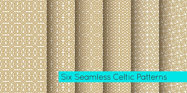 Seamless texture celtic style Original ethnic ornaments set