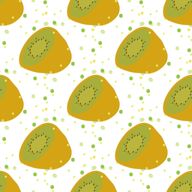 Seamless texture Decorative background design with green kiwi summer fruits Colorful vector pattern for textile stationery wallpaper wrapping paper web scrapbook