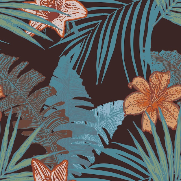 seamless texture for fabrics and paperjungle thickets with flowers butterflies and hummingbirds