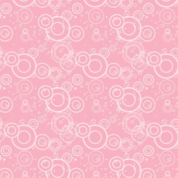 Seamless texture of pink circles and flowers