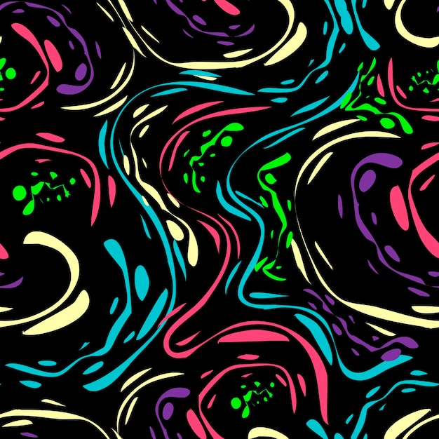 Vector seamless texture psychedelic abstract waves on a dark background