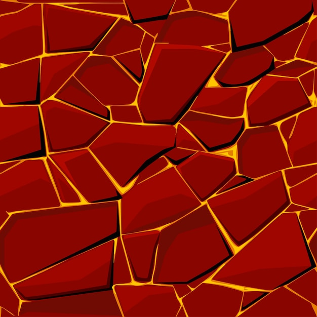 Seamless texture red stone with lava or fire