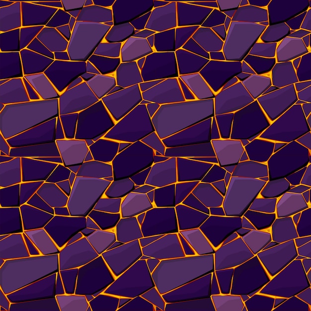 Vector seamless texture stone with lava or fire