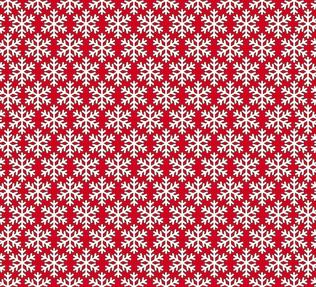 Seamless texture of white snowflakes with a dark outline on a red background