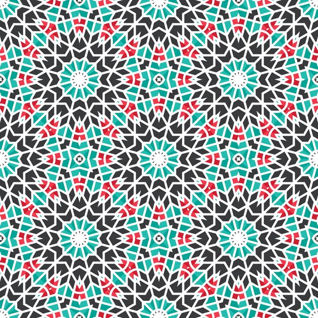 Seamless texture with arabic geometric ornament vector asian mosaic pattern