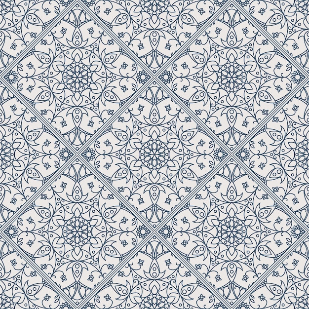 Seamless texture with arabic geometric ornament Vector lineart pattern