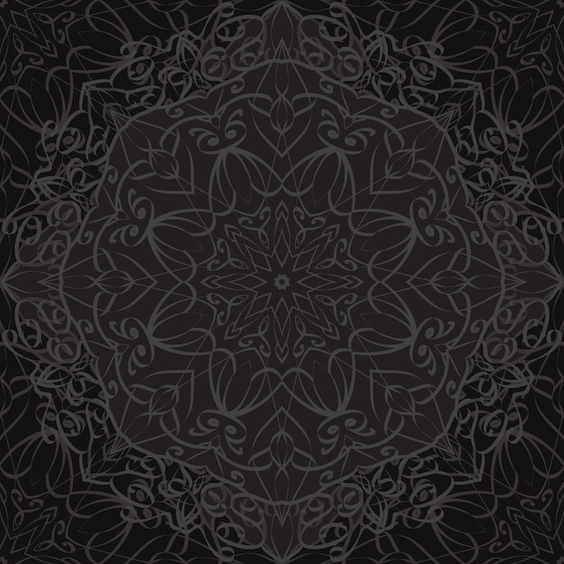 Seamless texture with black carved pattern mandala for your creativity