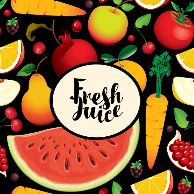 Vector seamless texture with fresh fruits juice