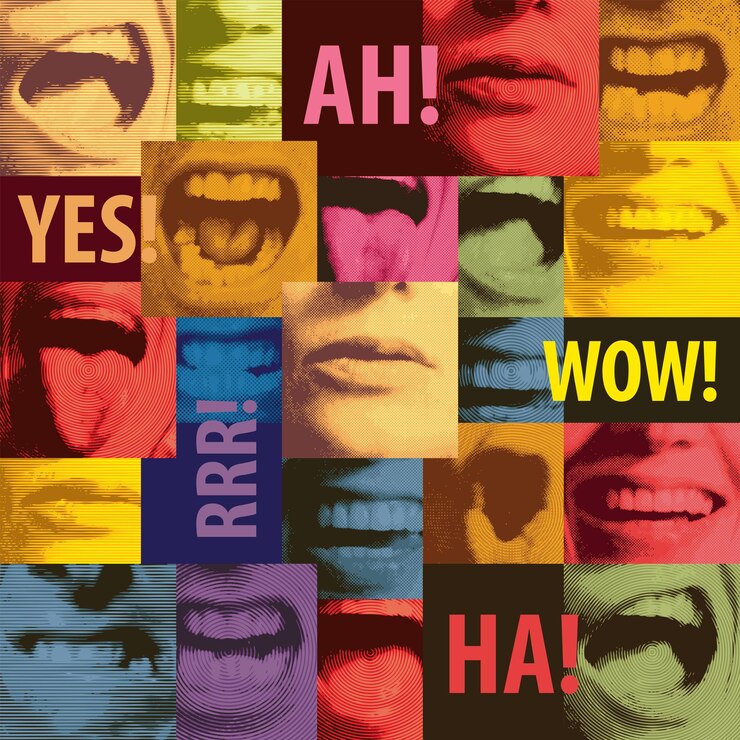 Vector seamless texture with human mouths