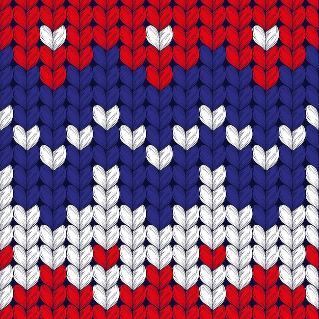 Seamless three colors Christmas Knitted Pattern