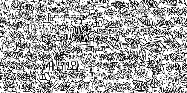 Seamless Trendy Abstract Hip Hop Street Art Graffiti Style Urban Calligraphy Vector Illustration Background