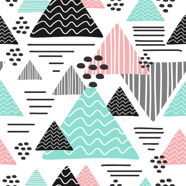 Seamless trendy triangle pattern multicolor background