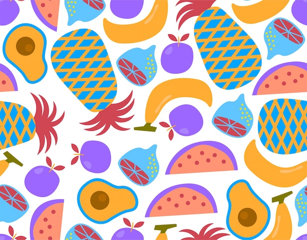 seamless  tropical fruit pattern