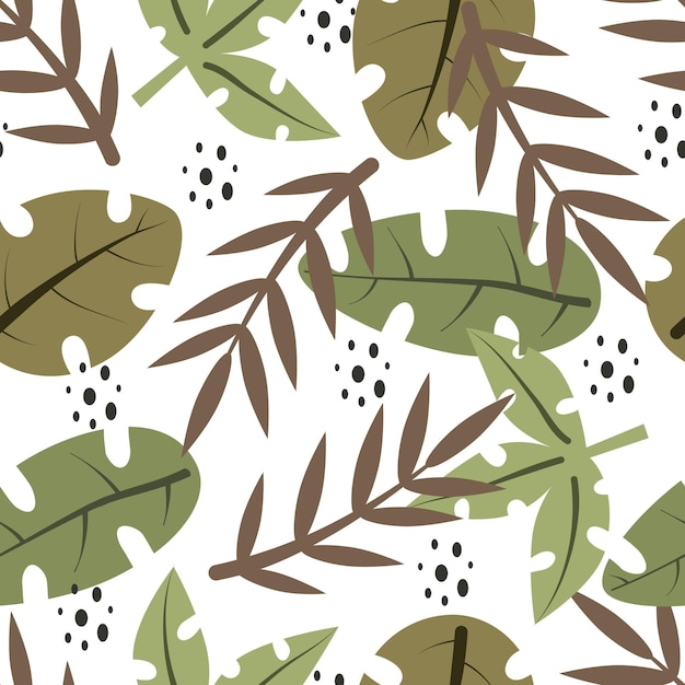 Seamless tropical pattern with leaves