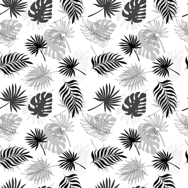 Seamless tropical pattern with monstera leaves and tropical leaves