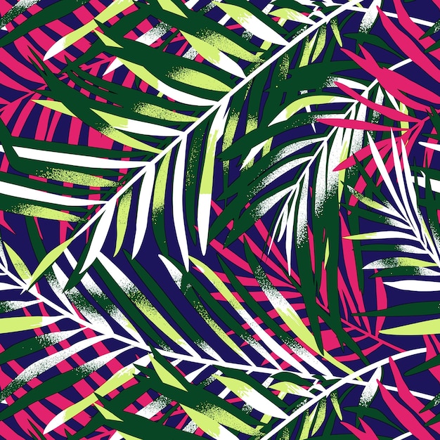 seamless tropical pattern with palm leaves on light background vector floral illustration for texti