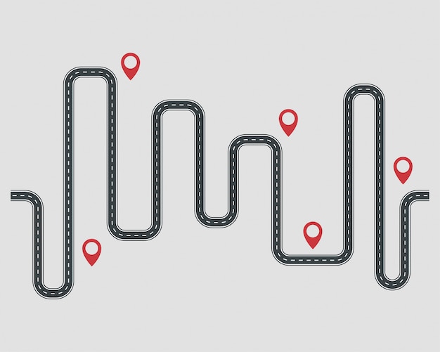 Strada contorta senza soluzione di continuità e strada con checkpoint