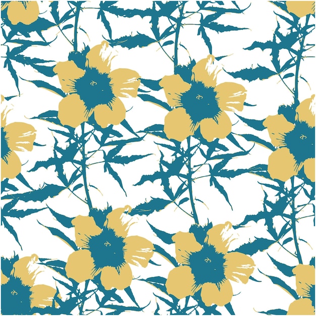 Vector seamless twotone flowers pattern on white background for fashion fabric