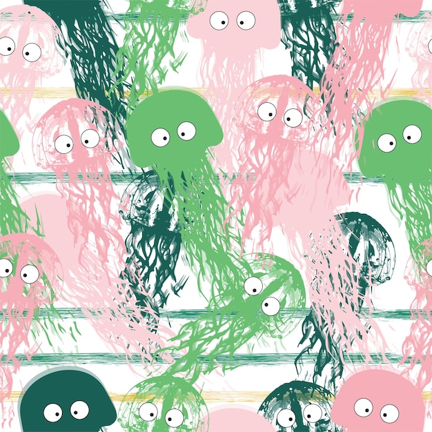 Seamless underwater cute pattern