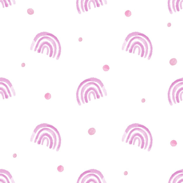 手描きのピンクの虹、キッズパターンとシームレスなバレンタインデーパターンの背景