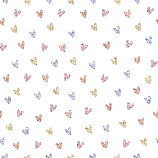 Seamless valentine day pattern background with simple glitter pastel heart , valentine card