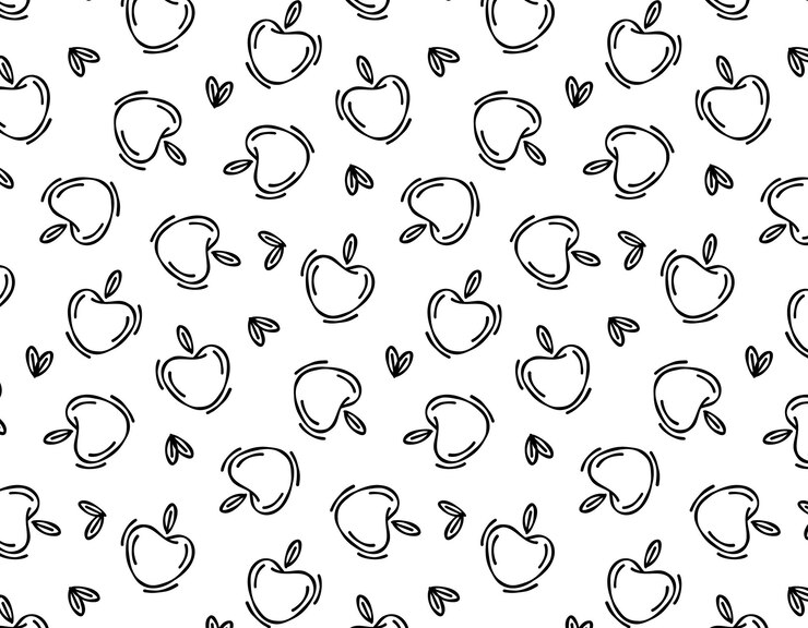 Vector seamless vector apple pattern on a white background doodle fruits for paper textiles