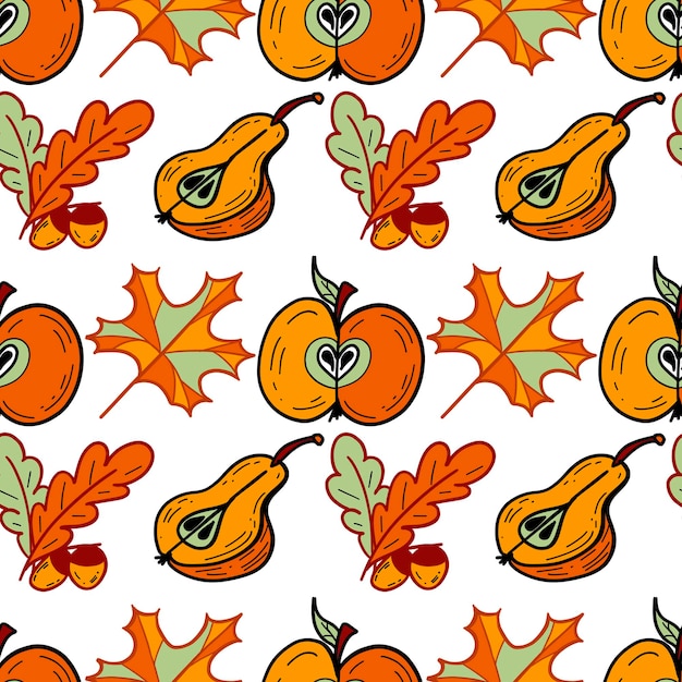 Seamless vector autumn doodle pattern