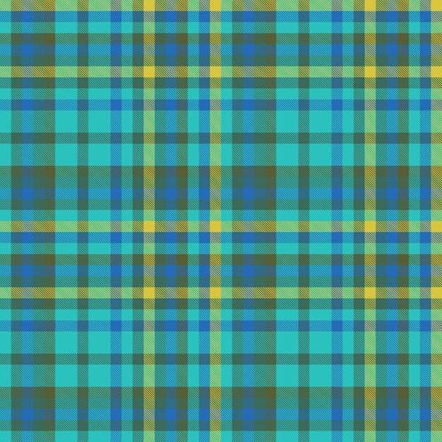 Seamless vector background of fabric texture plaid with a tartan pattern textile check in cyan and turquoise colors