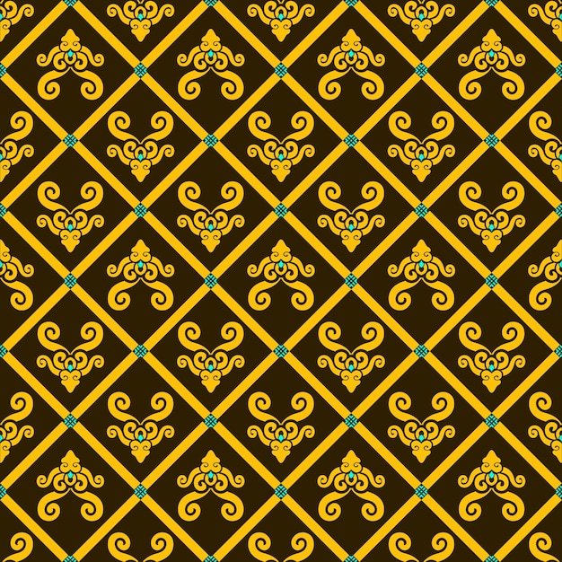 Seamless vector background. Gold and black floral ornament. Graphic pattern for fabric, etc.