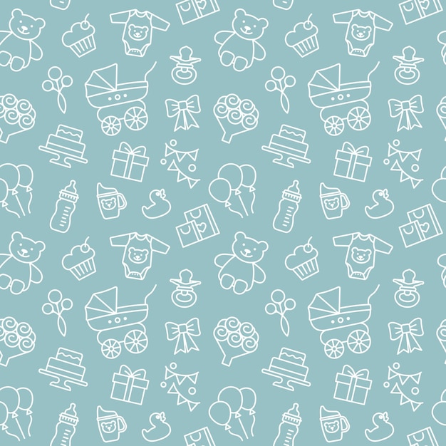 Seamless vector background on the theme of celebrating a baby shower