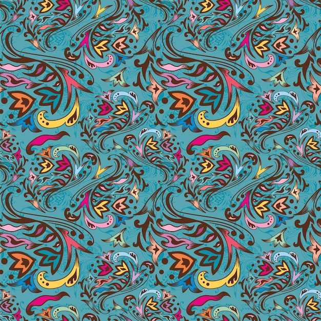 Vector seamless vector background with colorful arabic ornaments